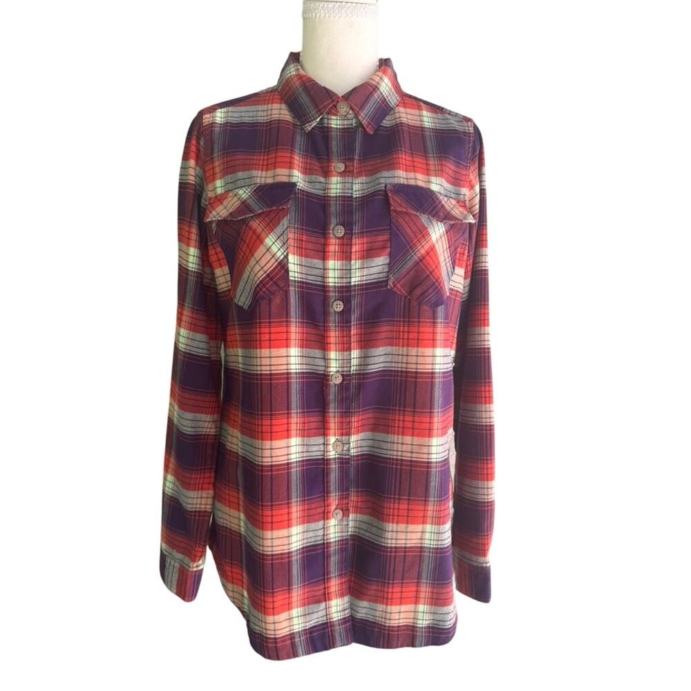 Simms Fishing Womens Sunrise Tunic Flannel Shirt Medium Plaid